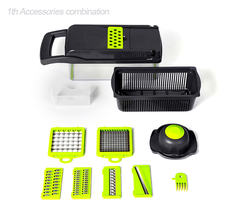 Tocător ceapă răzătoare multiplă pentru tăietor de legume Concasor de alimente Tăiător de bucătărie Tocător manual de varză Mandolină Accesorii pentru casă