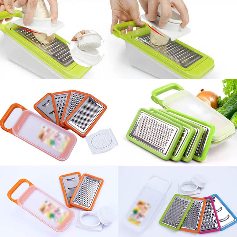 1 készlet Zöldségszeletelő Konyhai kütyük Hordozható gyümölcs-zöldség szerszámok Többfunkciós műanyag burgonyareszelő Zöldségvágó