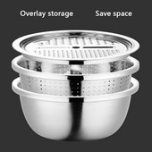 3 buc oale din oțel inoxidabil tăietor de legume feliere coș de scurgere sită strecurătoare instrument de bucătărie răzătoare strecurătoare filtru de spălat orez