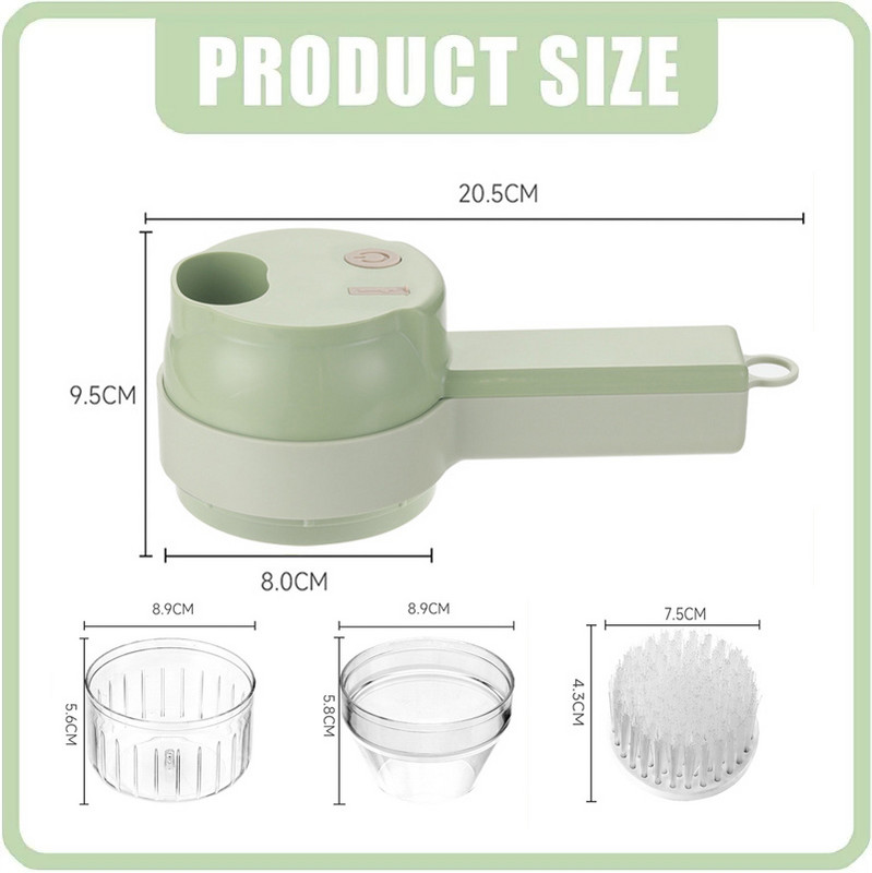 4 az 1-ben többfunkciós elektromos zöldségszeletelő fokhagyma sárnyomó fokhagyma aprító vágóprés mixer ételszelet