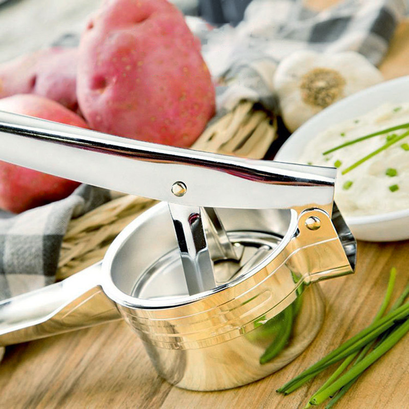 Gnječilica za krumpir od nehrđajućeg čelika s 3 izmjenjiva diska za finoću Gnječilica za voće Gnječilica za hranu Kuhinjski alati