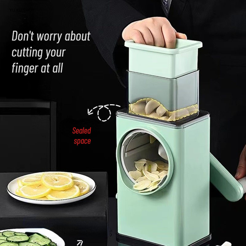 Többfunkciós dobos zöldségvágó Háztartási kör alakú zöldségszerszámok Rotációs reszelő Kézi szeletelő Konyhai Kiegészítők Eszközök