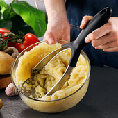 Bucătărie manuală zdrobitor de cartofi din oțel inoxidabil pliabil presă mașină de noroi zdrobitor de legume și fructe cu mâner din cauciuc anti-alunecare