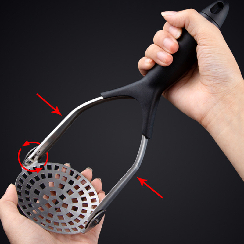 Bucătărie manuală zdrobitor de cartofi din oțel inoxidabil pliabil presă mașină de noroi zdrobitor de legume și fructe cu mâner din cauciuc anti-alunecare