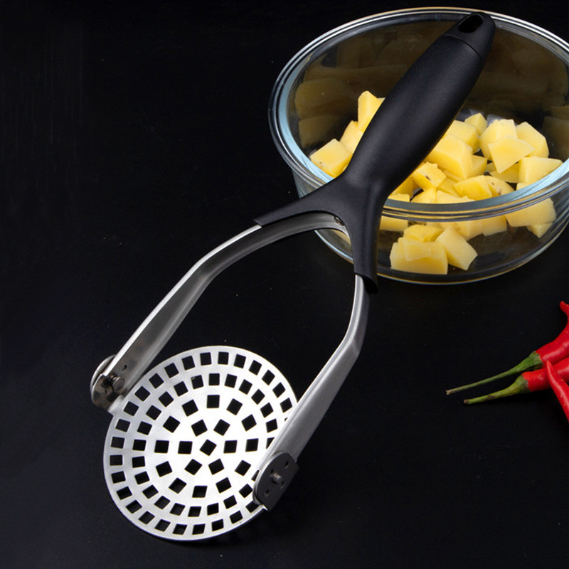 Bucătărie manuală zdrobitor de cartofi din oțel inoxidabil pliabil presă mașină de noroi zdrobitor de legume și fructe cu mâner din cauciuc anti-alunecare