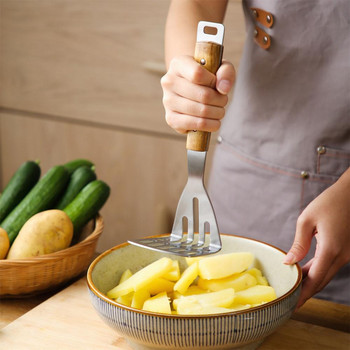 Дървена дръжка Преса за картофи от неръждаема стомана За домашна кухня Използвайте инструменти за плодове и зеленчуци