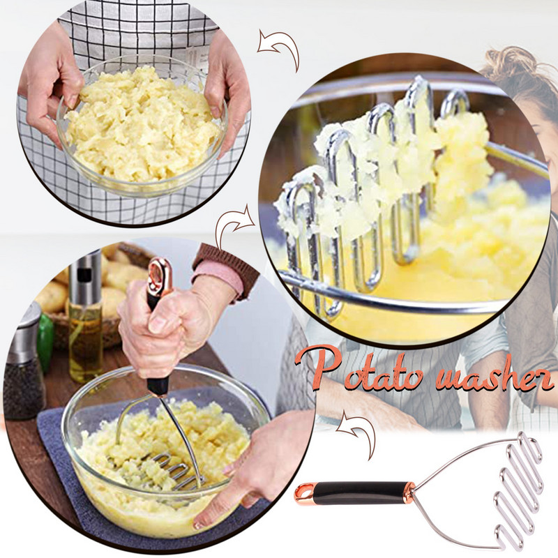 Rozsdamentes acél hullámformájú burgonyanyomó vágószerszám Konyhai kütyü Szerszámok Édesburgonyanyomó Fokhagyma iszap nyomópüré eszközök