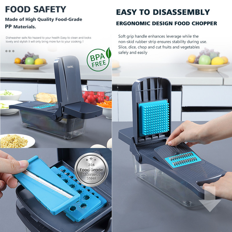 11 u 1 Rezač povrća Višenamjenski rezač Gulilica voća i krumpira Ribelica za mrkvu Kuhinjski dodaci košara Rezač za povrće