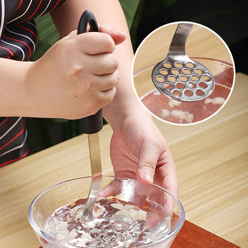 1PC gnječilica za krumpir od nehrđajućeg čelika, drobilica kuhane hrane s neklizajućom ručkom, alat za razbijanje voća i povrća, kuhinjski pribor