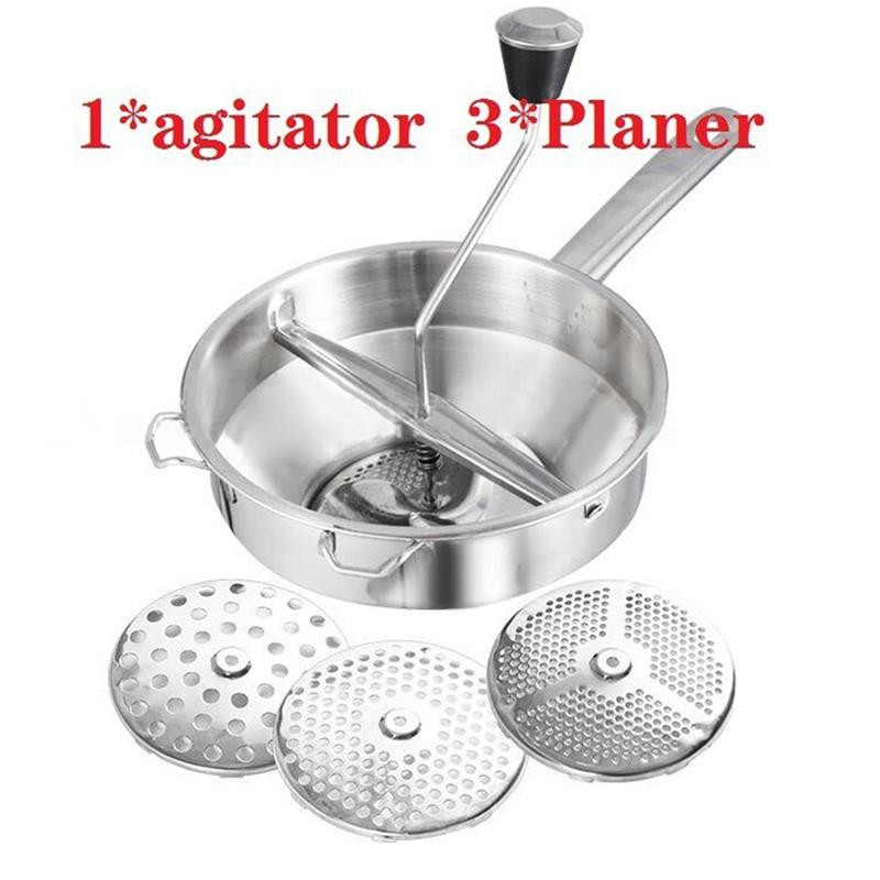 1 buc. zdrobitor de cartofi din oțel inoxidabil cu 3 discuri de finețe zdrobitor de cartofi, unelte pentru fructe și legume.