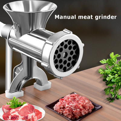 Manual Meat Grinder Silver Aluminum Alloy Powerful Meat Grinder Home Sausage Kitchen Appliances Chop Pepper Supplies
