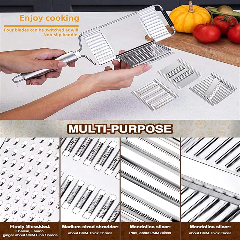 4 viename svogūnų pjaustyklė Virtuvės priedai Morkų trintuvė Daržovių pjaustyklė Rankinis slydimo bulvių smulkintuvas Daugiafunkcis prietaisas