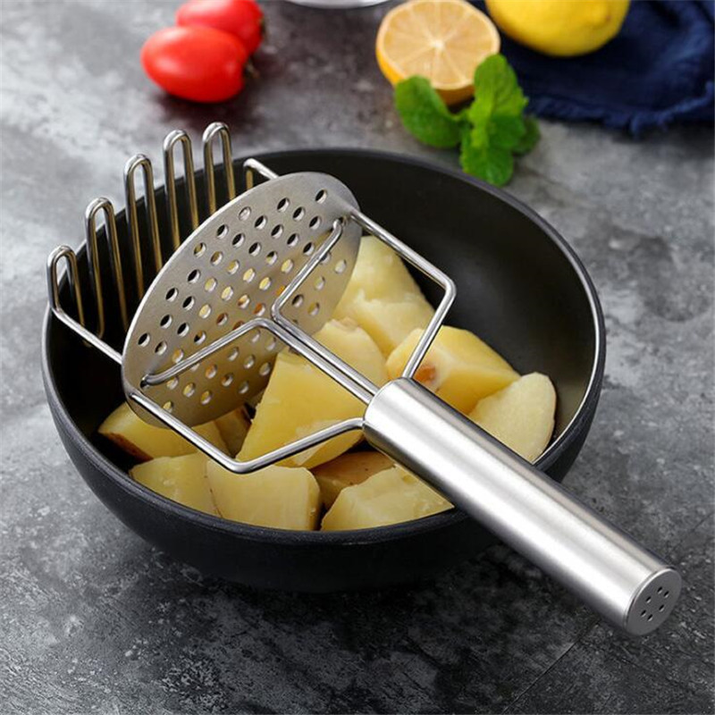 Kétrétegű rozsdamentes acél burgonyanyomó / nyomó sima burgonyapüré Gyümölcs Zöldség Szerszámok Préstörő konyhai eszköz