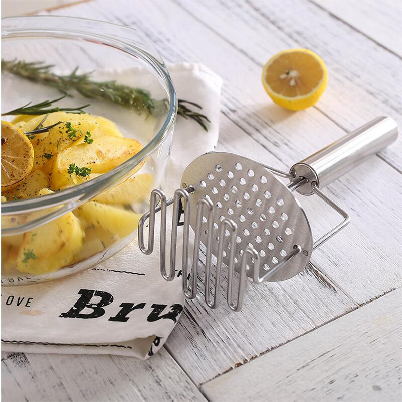 Kétrétegű rozsdamentes acél burgonyanyomó / nyomó sima burgonyapüré Gyümölcs Zöldség Szerszámok Préstörő konyhai eszköz