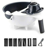 Pasukite daržovių pjaustytuvą su nutekėjimo krepšeliu 9 viename pjaustyklę, daugiafunkcę Magic Kitchen Daržovių vaisių smulkintuvo trintuvą