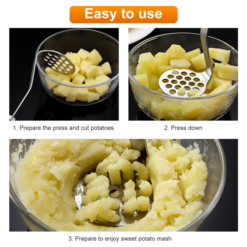 4 buc. zdrobitor de cartofi din oțel inoxidabil zdrobitor de cartofi zdrobitoare de mâncare mașină de zdrobire de usturoi accesorii de bucătărie Gadget de gătit de bucătărie