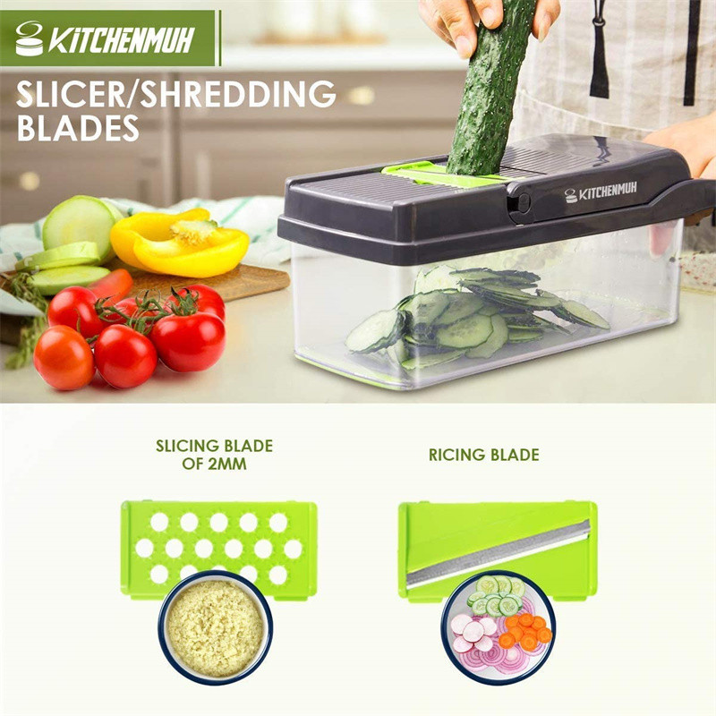 Rezač povrća Višenamjenski rezač voća Ribelica Sjeckalice Odvodna košara Rezači povrća 8 u 1 za kuhinjske dodatke