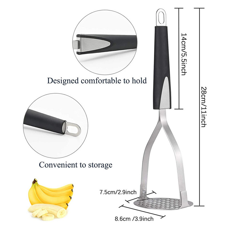 Bulvių grūstuvės iš nerūdijančio plieno Sunkus virtuvė pupelėms avokadų vaisiams Lengva valyti Virtuvės priedai Įrankiai Programėlės 1vnt