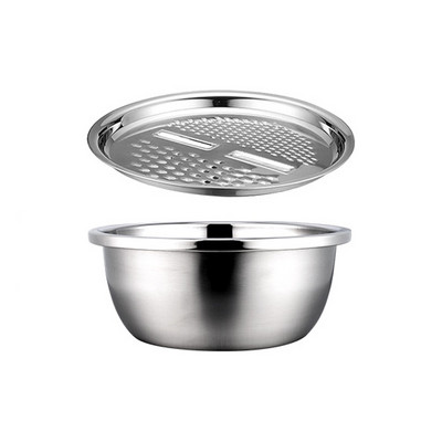 3 az 1-ben többfunkciós, rozsdamentes acél konyhai reszelő Zöldségszeletelő Zöldségvágó lefolyó kosárkészlet Lefolyótálca gyümölcshöz