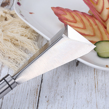Кухненски инструменти Аксесоари Нож за резба на плодове Неръждаема стомана Триъгълна форма Плодове Зеленчуци Гравиране на краставици Резачки за цветя