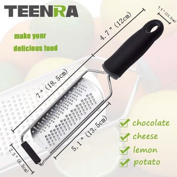 TEENRA από ανοξείδωτο ατσάλι Cheese Zester Chocolate Lemon Ginger Τρίφτης πατάτας Χειροκίνητος τρίφτης τυριών με προστατευτικό κάλυμμα