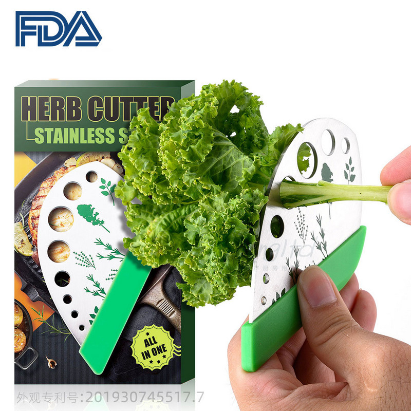 Cutter multifuncțional de curățat de ierburi, vanilie, legume, verdeață, pentru îndepărtarea frunzelor, cu 9 găuri, din oțel inoxidabil, pentru a curăța, unelte de bucătărie pentru gătit
