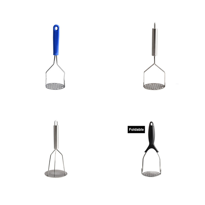 Nerūdijančio plieno rankinė juoda sulankstoma laikymo bulvių grūstuvė lygiai bulvių košei vaisių ir daržovių purvo spaudimo įrankiai