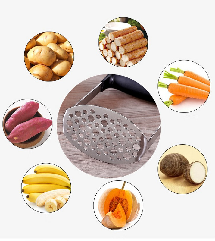 Bulvių grūstuvas Nerūdijančio plieno moliūgų morkų trintuvo įrankis Papildomas maistas trintų daržovių vaisių šalto spaudimo smulkintuvas