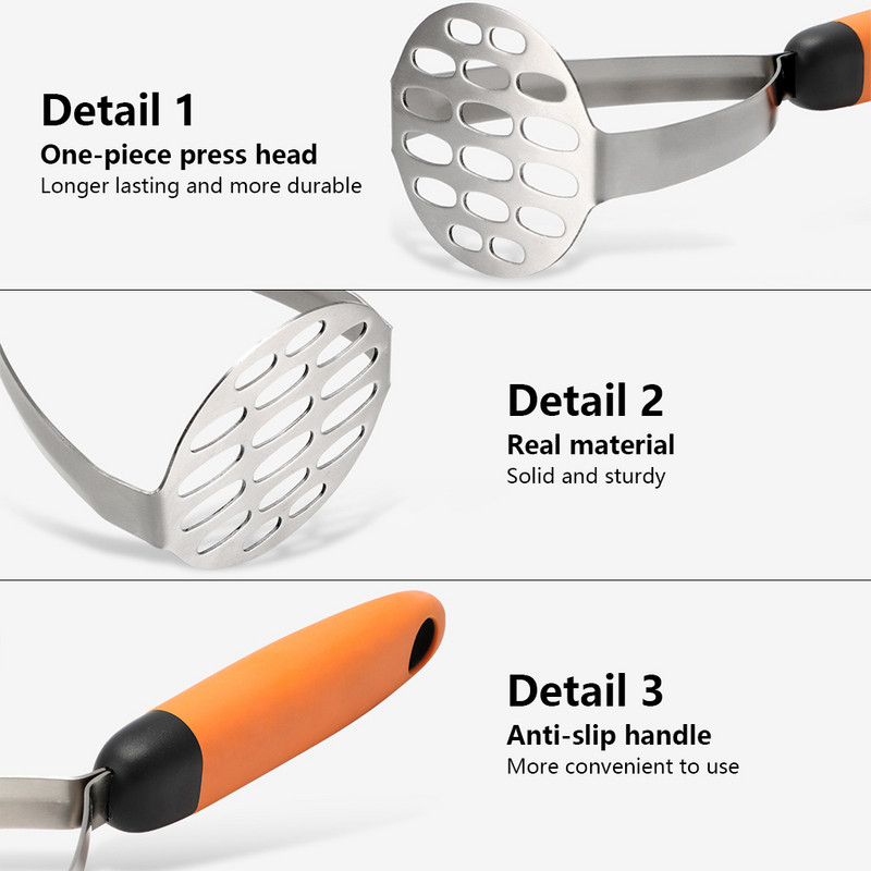 Konyhai burgonyanyomó csúszásmentes fogantyú Zöldségdaráló Bab bébiétel burgonyapüré burgonyanyomó törőgép Rizzasztó