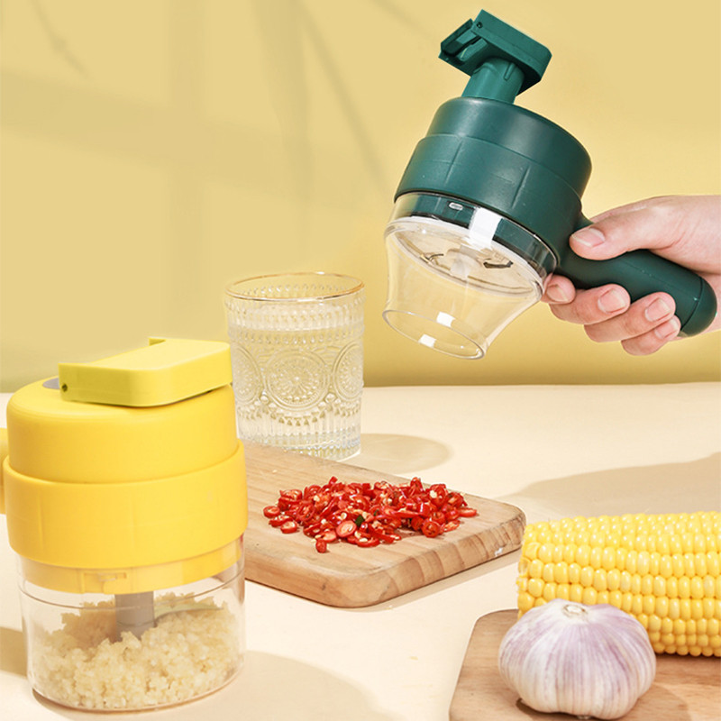 4 u 1 set ručnih električnih rezača povrća Gatling Mini bežični uređaj za gnječenje češnjaka i blata Električna mašina za mljevenje mesa