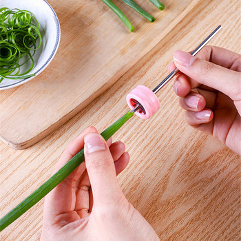 Резачка за лук Plum Blossom Мултифункционална нож за зеленчуци от неръждаема стомана Зелен лук Чопър Шредер Кухненска джаджа за ресторант