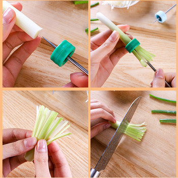 Резачка за лук Plum Blossom Мултифункционална нож за зеленчуци от неръждаема стомана Зелен лук Чопър Шредер Кухненска джаджа за ресторант