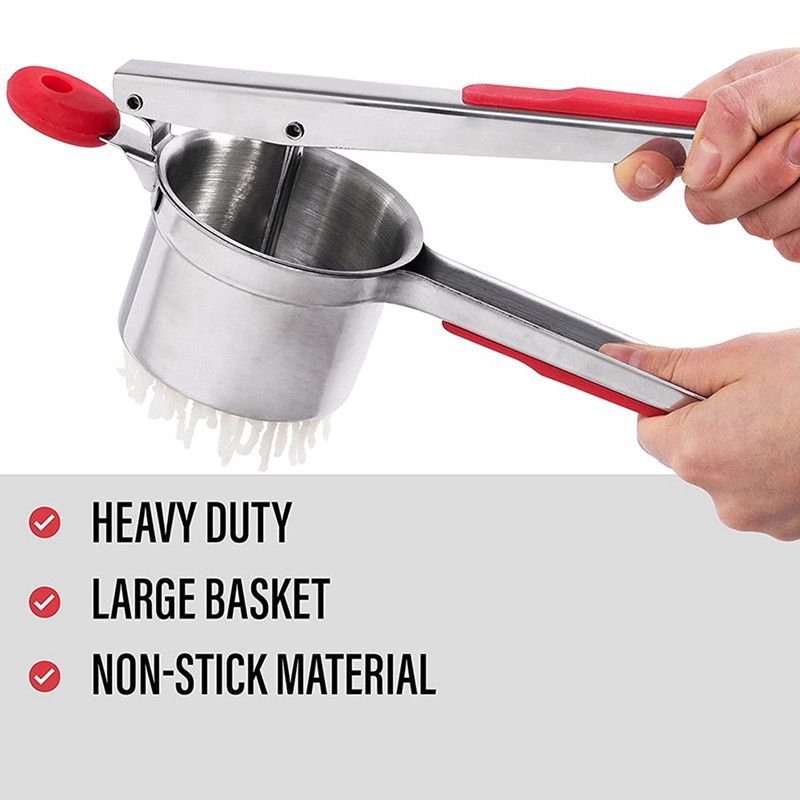 Čvrsta ribalica i gnječilica za krumpir od nehrđajućeg čelika s 3 izmjenjiva diska, vrhunske kvalitete, velikog kapaciteta