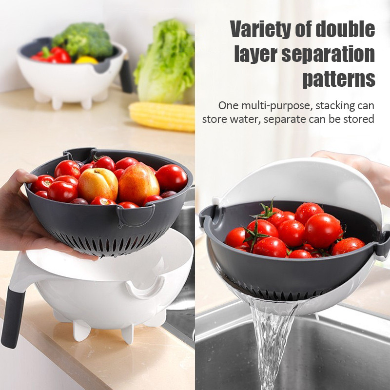 7 az 1-ben Háztartási Multifunkciós Zöldségvágó Gyümölcsszeletelő Szűrő Kosár Spiralizáló Reszelő Aprító Konyhai eszközök