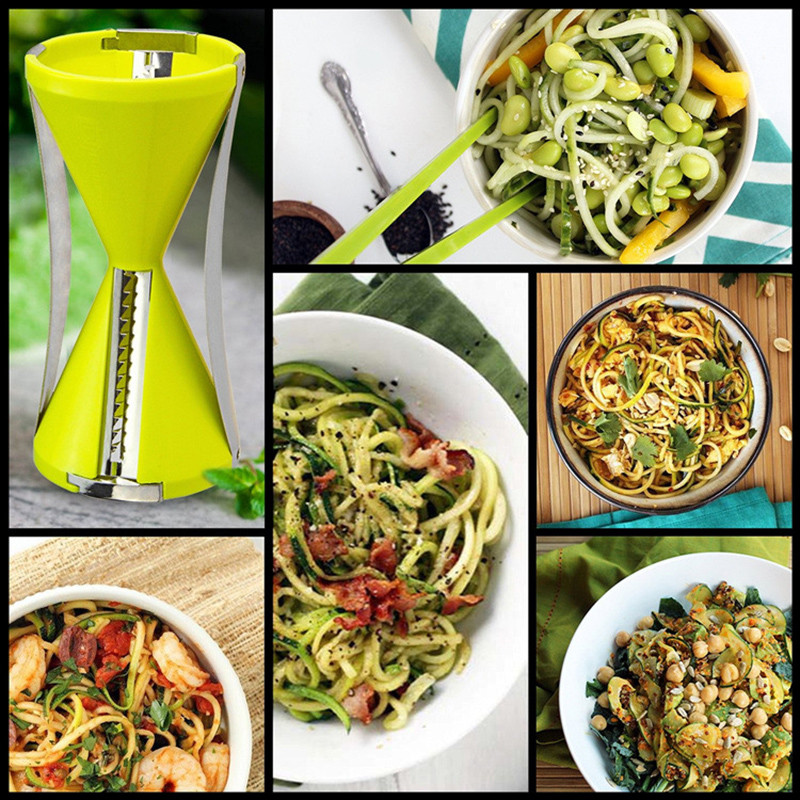 Tăiător de tăiței de legume Spiralizator Cutter în spirală Răzătoare de morcovi pentru Spaghete de legume Tăiător de salată Gadget de bucătărie Instrumente de gătit