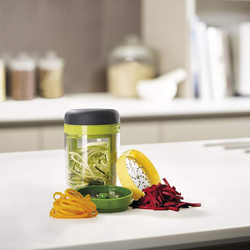 Spiralizator portabil 3 în 1 pentru tăiat legume, fructe, morcovi, răzătoare, castraveți, instrument pentru salată în spirală, dovlecel, tăiței, spaghetti Maker