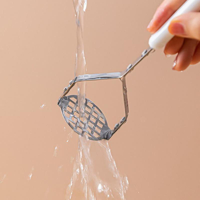 Presă pentru zdrobirea cartofilor din oțel inoxidabil, cu mâner din lemn masiv, dispozitiv de presiune a noroiului cu tăietor de fructe și legume, care economisește forța de muncă, unelte de bucătărie