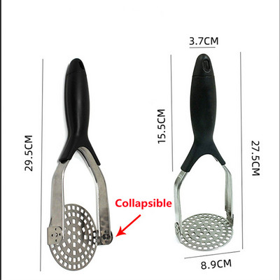 1 db dupla burgonyanyomó fa fogantyúval, kézi DIY műanyag nyelű burgonyanyomógép Gyümölcs- és zöldségnyomó konyhai kiegészítők