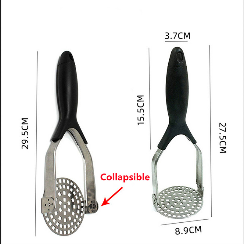 1 db dupla burgonyanyomó fa fogantyúval, kézi DIY műanyag nyelű burgonyanyomógép Gyümölcs- és zöldségnyomó konyhai kiegészítők