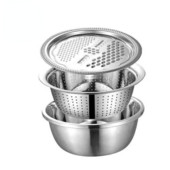 3 bucăți/set răzătoare de bucătărie multifuncționale brânză cu bazin de scurgere din oțel inoxidabil pentru legume salată de fructe