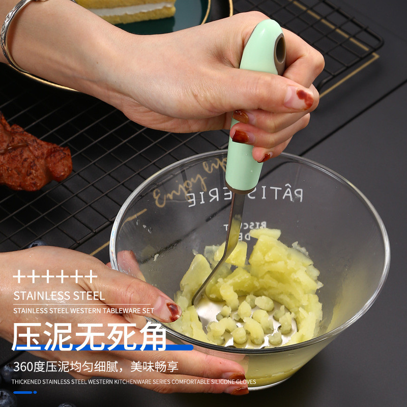 Kreatív konyhai kütyü Sárprés Burgonyanyomó Rizzasztópüré Gyümölcsléfőző Rozsdamentes acél burgonyadaráló nyomógép Gyümölcsszerszámok