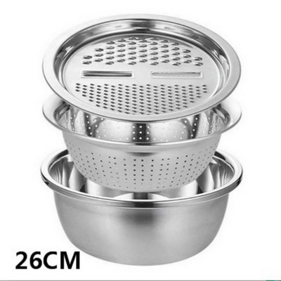 Bazin multifuncțional din oțel inoxidabil Tăiător sigur Tocător de scurgere Bazin solid cu filtru/răzătoare/bol Instrument pentru legume Dropshipping