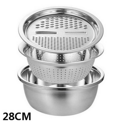 Bazin multifuncțional din oțel inoxidabil Tăiător sigur Tocător de scurgere Bazin solid cu filtru/răzătoare/bol Instrument pentru legume Dropshipping