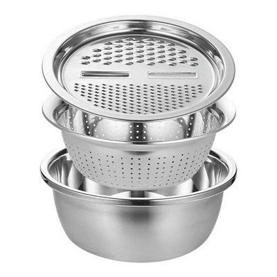 Bazin multifuncțional din oțel inoxidabil Tăiător sigur Tocător de scurgere Bazin solid cu filtru/răzătoare/bol Instrument pentru legume Dropshipping