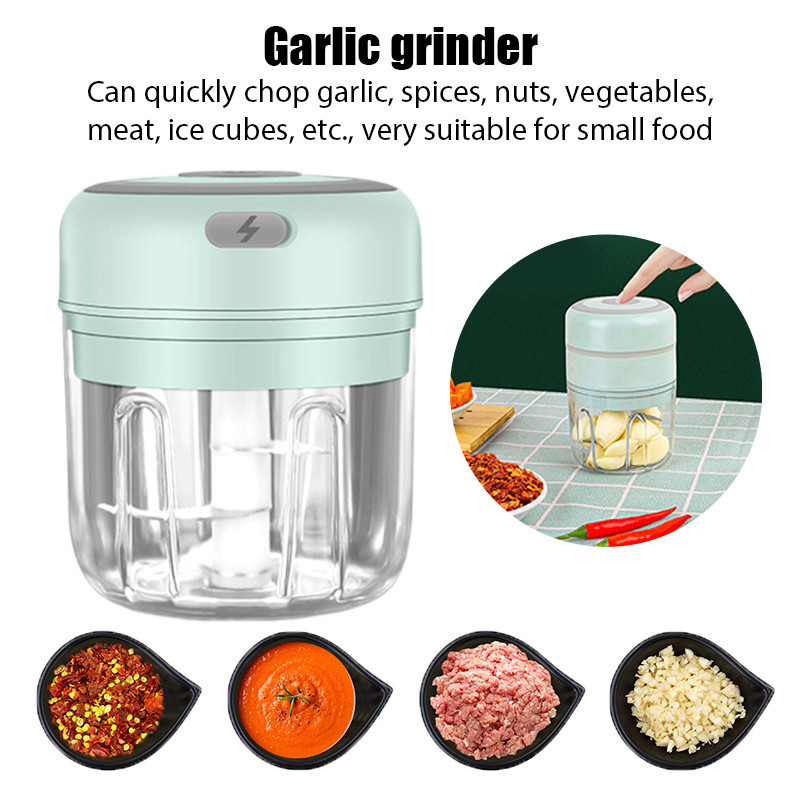 100/250 ml mini-elektriline küüslaugupurustaja, USB laadimismasin Tugev ja vastupidav tšilli köögiviljapurustaja köögitööriist