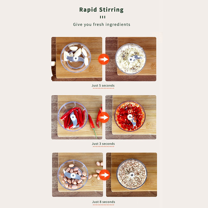 100/250 ml mini-elektriline küüslaugupurustaja, USB laadimismasin Tugev ja vastupidav tšilli köögiviljapurustaja köögitööriist