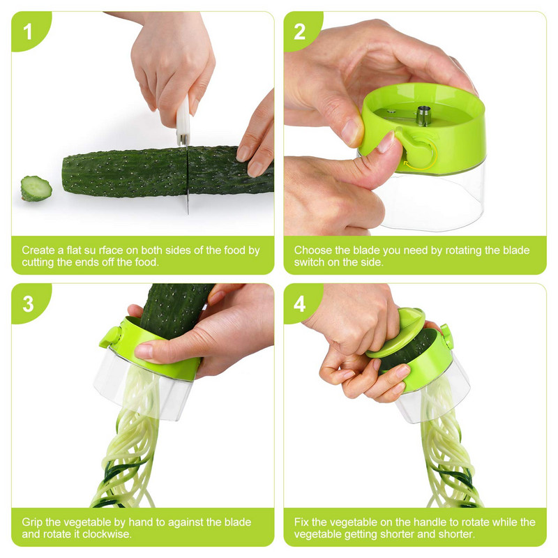 Nerūdijančio plieno rankinis spiralizatorius daržovių vaisių trintuvas daržovių pjaustyklės salotoms Įrankiai Daugiafunkciai virtuvės priedai