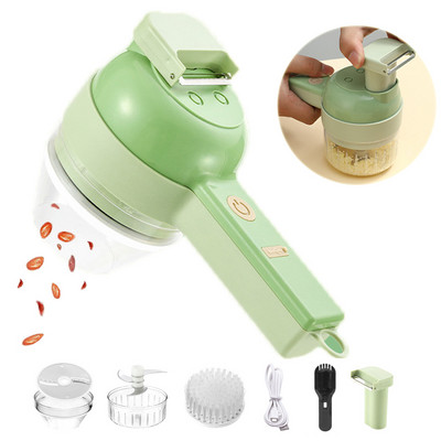 4 az 1-ben kézi elektromos zöldségvágó készlet Vezeték nélküli elektromos fokhagyma sárnyomó Fokhagyma aprító Vágó prés mixer ételszelet