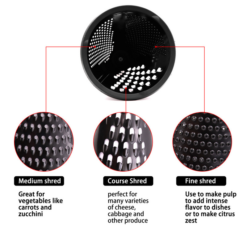 Jaswehome Multifunkciós rozsdamentes acél dobozos reszelő Professzionális háromoldalas reszelő parmezán sajthoz Gyömbér Zöldség aprítás