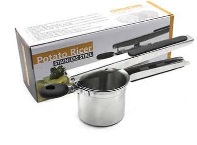 Cserélhető negatív rozsdamentes acél csúszásgátló fogantyús burgonyaprés többfunkciós konyhai gyümölcslé burgonya iszapprés